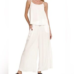 Zenana Woven Cami & Pants Set